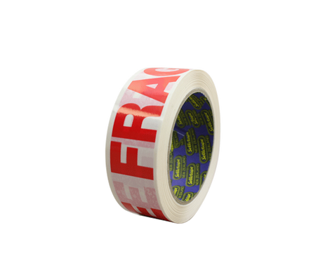 High-quality Sellotape Fragile Tape (36mm x 66m) with bold 'Fragile' print for safe packaging of delicate items.