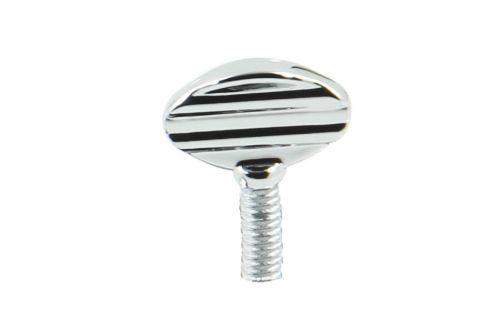 Chrome plated steel thumbscrew, 25mm L x 6mm W x 26mm H, designed for telescopic stay applications. Durable zinc construction.