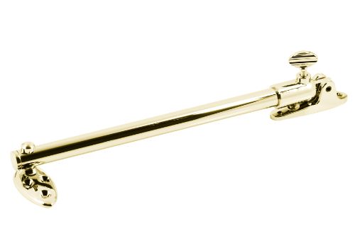 Telescopic stay for side hung windows, brass plated, 200mm, adjustable with 5 positions for ventilation and security.