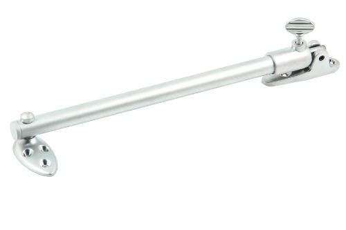 Telescopic stay for side hung windows, satin chrome finish, adjustable up to 370mm with five secure positions.