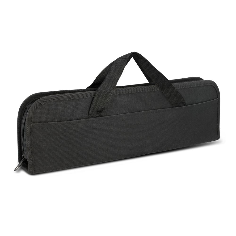 Asada BBQ Set featuring stainless steel tools in a durable 600D polyester case, perfect for grilling enthusiasts.