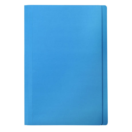 Marbig blue foolscap folders, pack of 20, durable manilla board for organizing documents in home or office.