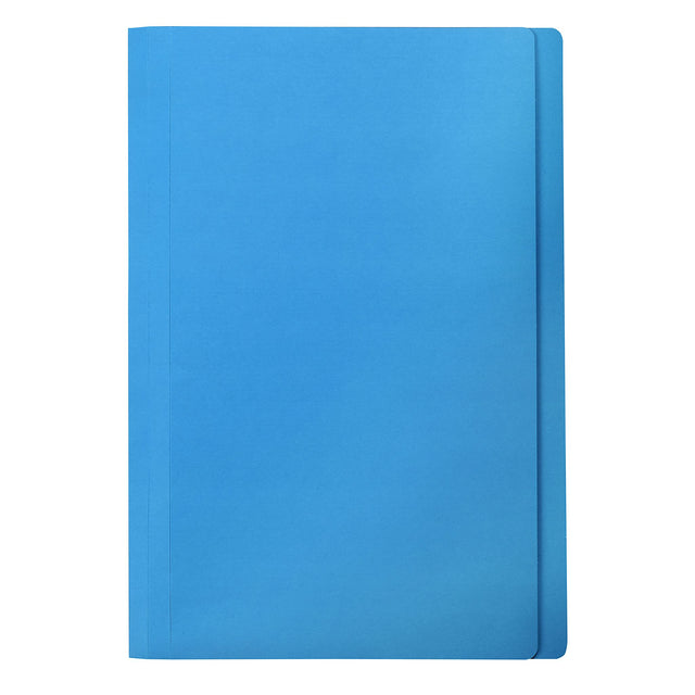 Marbig blue foolscap folders, pack of 20, durable manilla board for organizing documents in home or office.