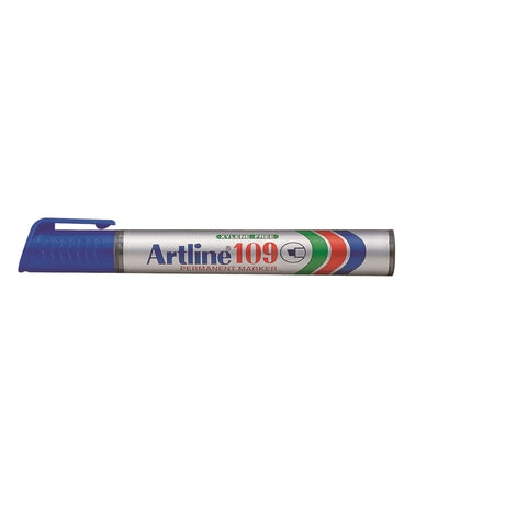 Artline 109 Easimark Permanent Markers set of 12 in blue with 5mm chisel nib for bold, smudge-free markings.