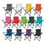 Vibrant orange folding camping chair with arm rests, beverage holder, and durable waterproof fabric for outdoor adventures.