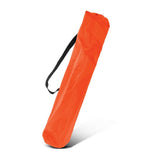Vibrant orange folding camping chair with arm rests, beverage holder, and carry case, perfect for outdoor adventures.