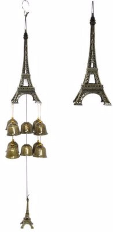 Eiffel Tower wind chime, 44cm long, creates soothing melodies, perfect for indoor/outdoor decor with Parisian charm.