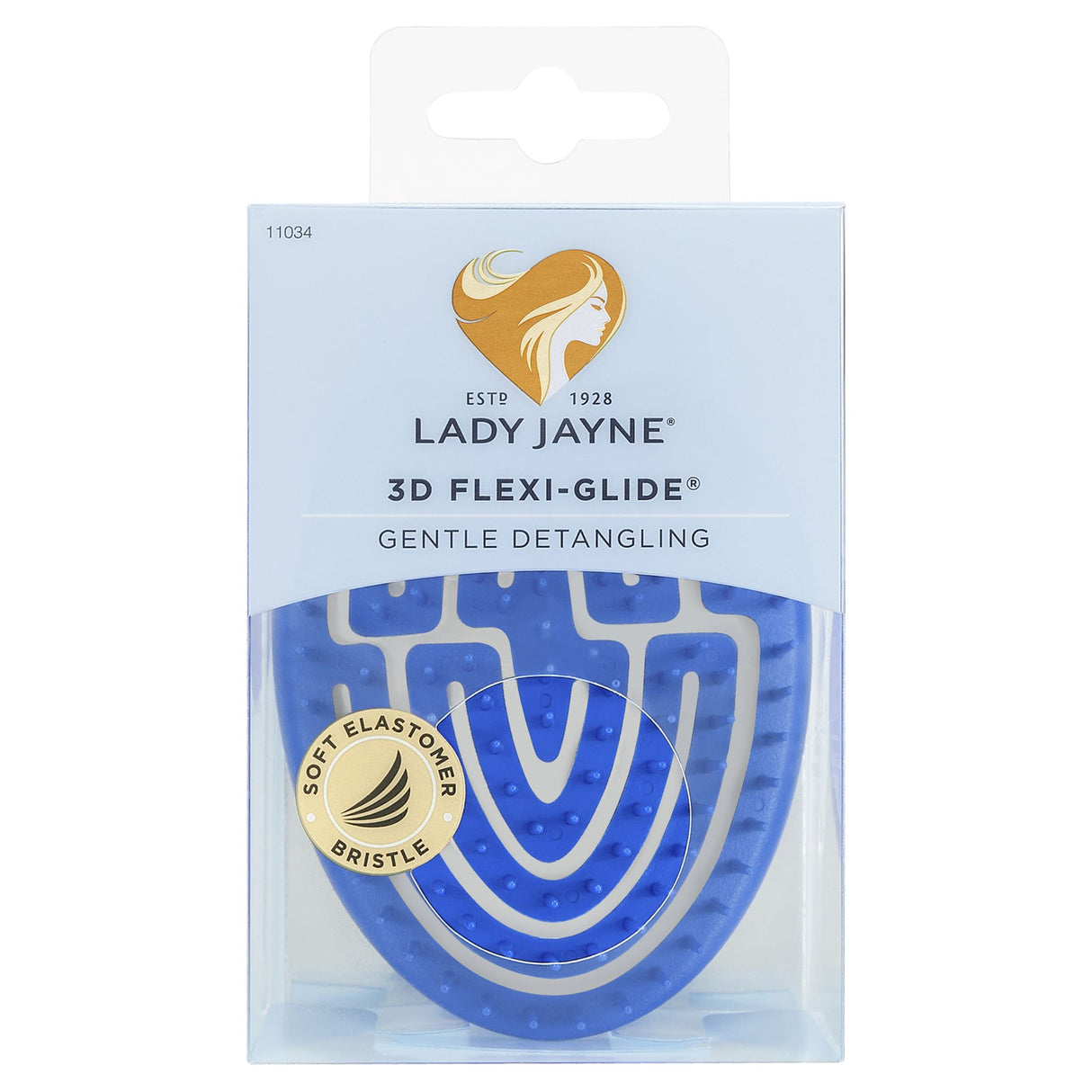 Lady Jayne 3D Flexi-Glide Detangler Brush for effortless detangling and scalp massage, suitable for all hair types.