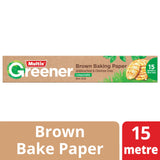 Eco-friendly Multix Greener Brown Baking Paper, 15m x 30cm, unbleached, non-stick, biodegradable, perfect for sustainable baking.