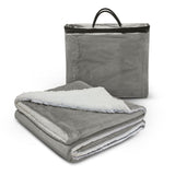 Oslo Luxury Blanket in grey, featuring soft Shu Velveteen fleece and poly-velvet liner, ideal for home and outdoor use.