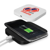 Impulse Wireless Charger in white, compact and stylish, for hassle-free wireless charging of Qi-compatible devices.