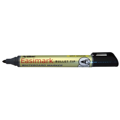 Artline 157 Easimark black whiteboard markers with 2mm bullet nib, pack of 12, perfect for presentations and classrooms.