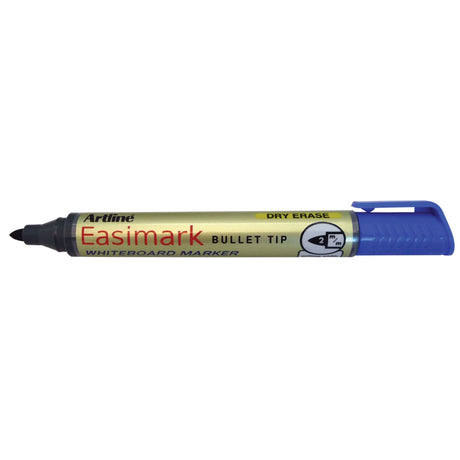 Artline 157 Easimark blue whiteboard markers with 2mm bullet nib, pack of 12, ideal for clear and bold writing.