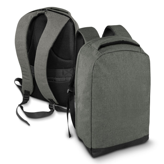 Anti-Theft Backpack with hidden zippers, padded laptop sleeve, adjustable straps, and rear luggage strap for secure travel.