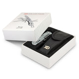 Silver Berg Multi-Tool featuring 9 functions, carabiner, and a stylish XD gift box, ideal for outdoor and home use.