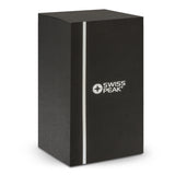 Sleek black Swiss Peak Vacuum Cup, 350ml, with double-wall insulation and leak-resistant lid for on-the-go beverages.
