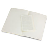 Three Moleskine Volant large white journals with soft covers, 192 lined pages, and perforated edges for easy note sharing.