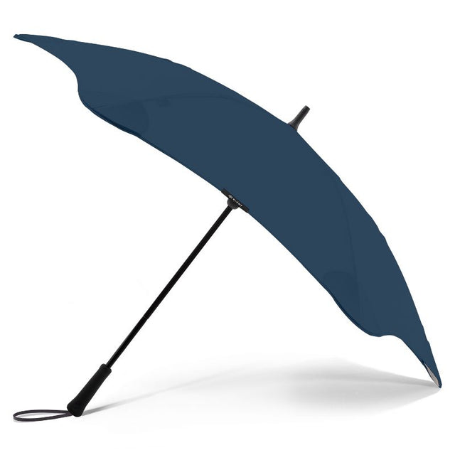 BLUNT Exec Umbrella in Navy, large enough for two, durable, wind-resistant, with patented tips for stability and style.