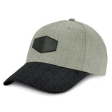 Light grey/black six-panel Raptor Cap featuring a leather-look patch, sweatband, and adjustable Velcro for comfort and style.
