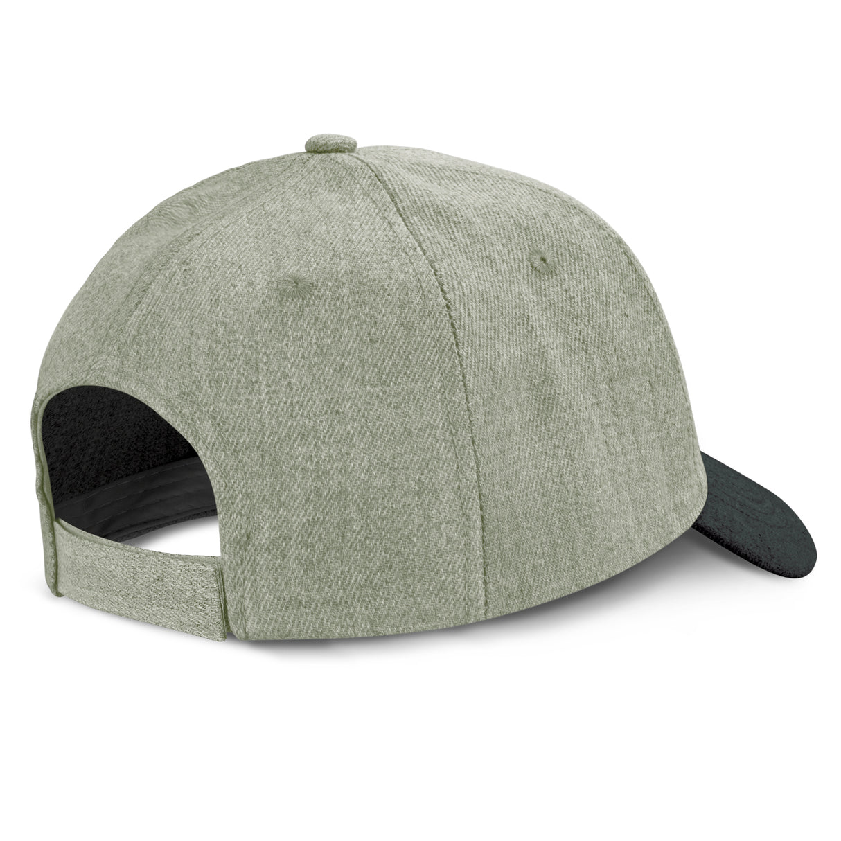 Light grey and black structured cap featuring a leather-look hexagonal patch, sweatband, and adjustable Velcro closure.