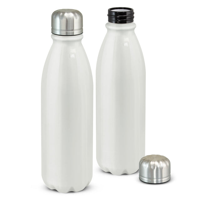 Sleek white aluminium bottle set of 12, 750ml, BPA-free, with stainless steel lid, perfect for hydration on-the-go.