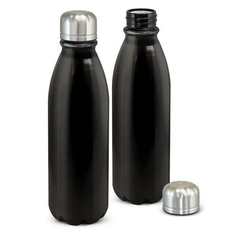 BPA-free black aluminum water bottle, 750ml, with stainless steel screw lid, ideal for hydration on the go, pack of 12.