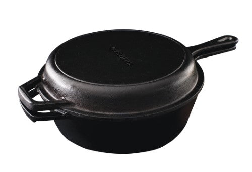 Durable 2Pce Pyrolux Pyrocast cookware set includes a frying pan and casserole dish, perfect for stovetop and oven use.