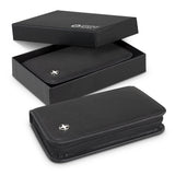 Luxurious black five-piece manicure set with stainless steel tools, elegantly packaged in a stylish PU case and gift box.
