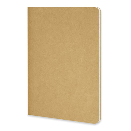 Set of 6 Moleskine Cahier Journals in Kraft, A5, with rounded edges, lined ivory paper, and an inner document wallet.