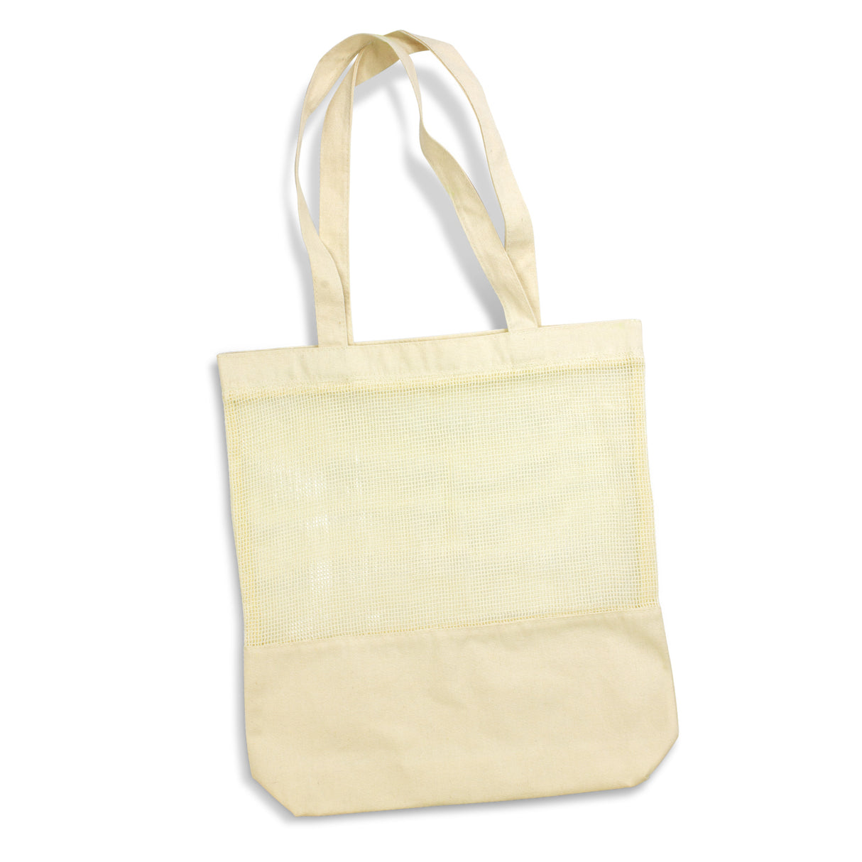 Eco-friendly Laurel Cotton Tote Bag, featuring durable natural cotton, breathable mesh, and spacious design for daily use.