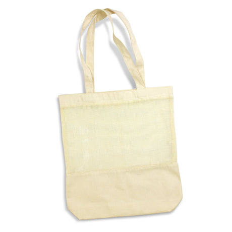 Eco-friendly Laurel Cotton Tote Bag, featuring durable natural cotton, breathable mesh, and spacious design for daily use.