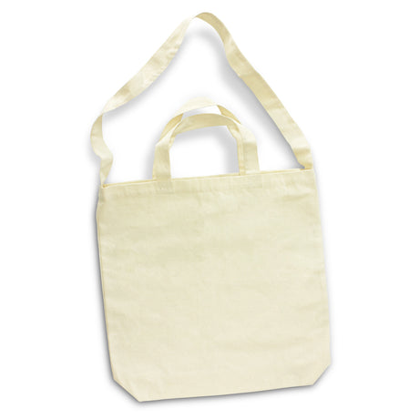 Spacious natural cotton shoulder tote bag, 400mm x 390mm, perfect for shopping and daily use; includes comfortable handles.