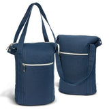 Set of 6 stylish navy wine cooler bags with insulation and zippered pockets, perfect for keeping wine bottles chilled on the go.