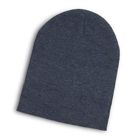 Navy slouch beanie in a heathered design, made from warm acrylic, perfect for winter outings and fits most head sizes.