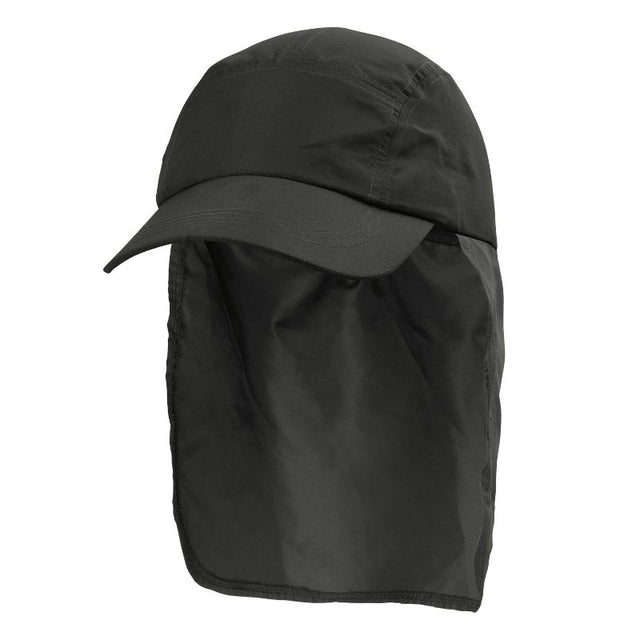 Set of 12 Legionnaire Black Hats with rear neck flap for sun protection, lightweight polyester, and a stylish curved peak.