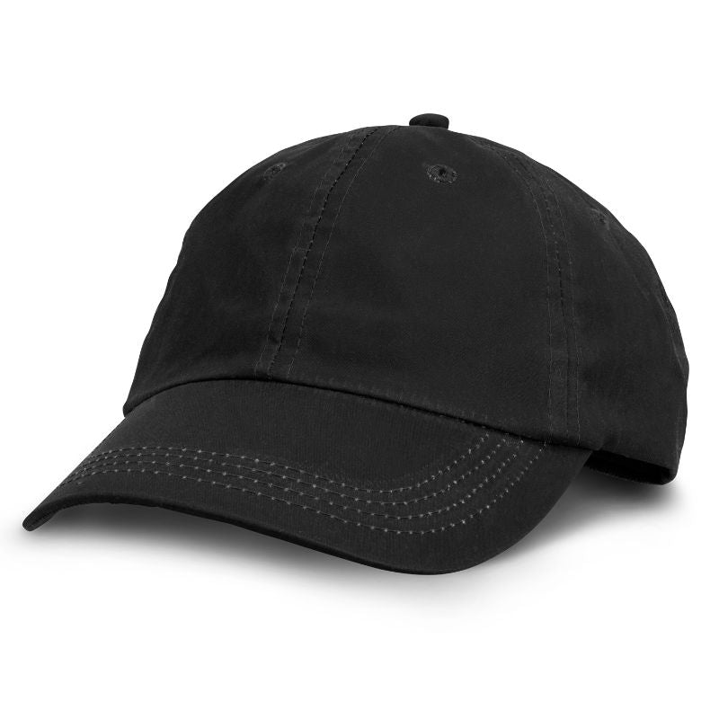 Six-pack of stylish black oilskin caps featuring waterproof cotton, breathable design, and adjustable buckles for outdoor activities.