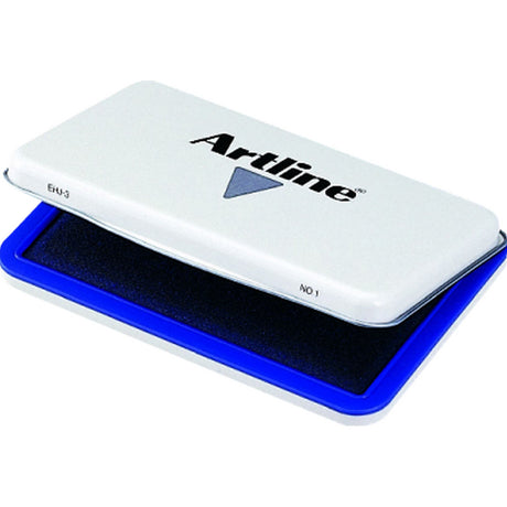 Artline EHJ-3 Blue Stamp Pad in durable casing, 67x106mm, features instant-drying ink for clear, consistent impressions.