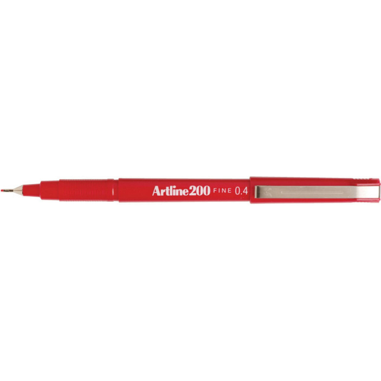 Artline 200 Fineliner Pen set in vibrant red, 0.4mm tip, 12 units, ideal for precise writing and detailed artwork.