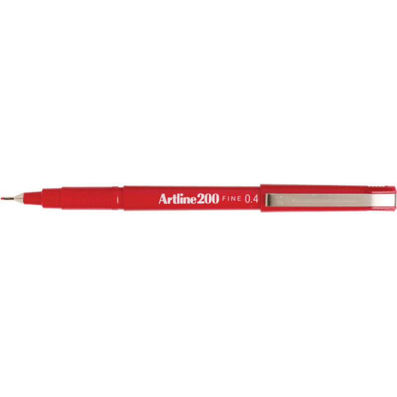 Artline 200 Fineliner Pen 0.4mm Red -12 units