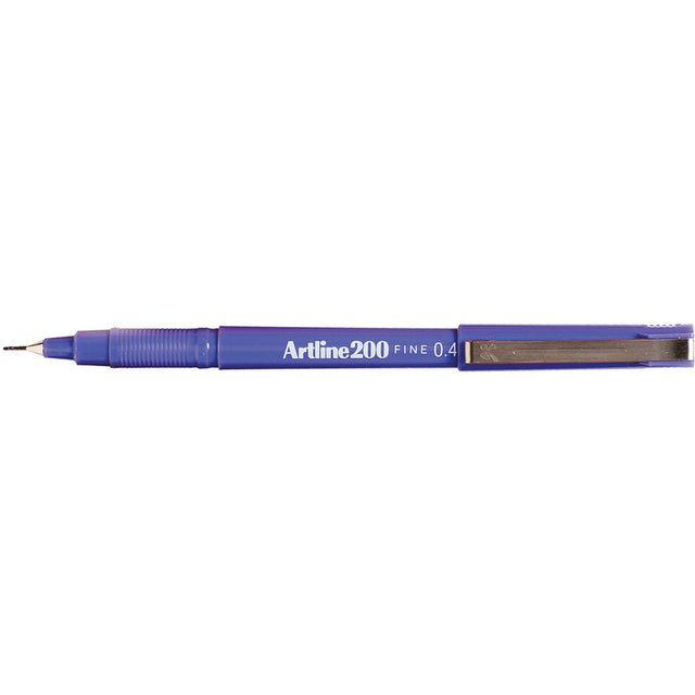 Artline 200 Fineliner Pen 0.4mm Purple pack of 12, ideal for detailed writing and drawing with instant drying, blur-proof ink.