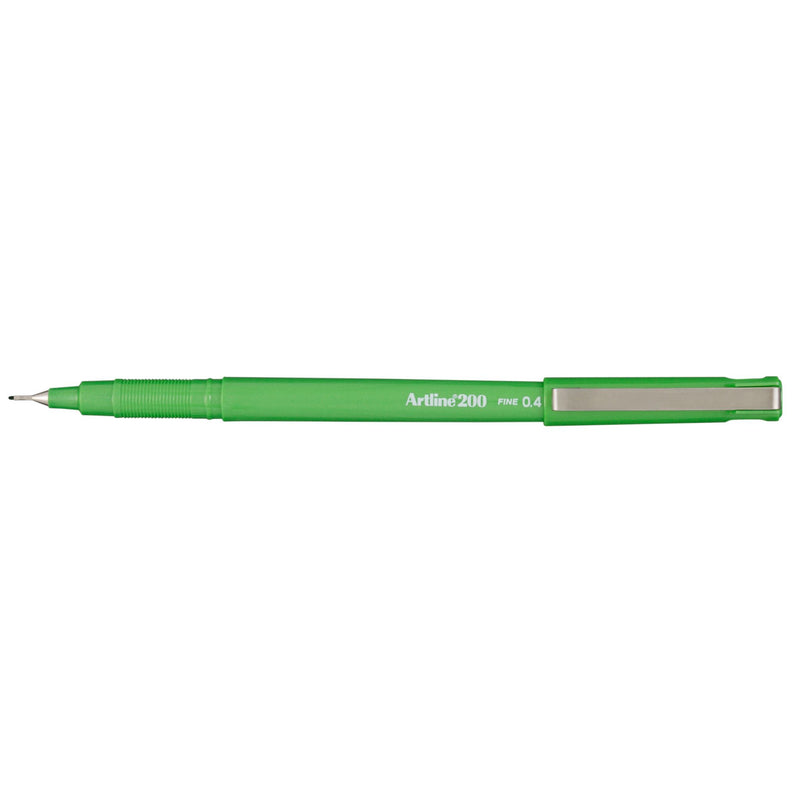 Artline 200 Bright Fineliner Pen 0.4mm Green -12 units
