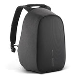 Sleek black Bobby Hero Backpack featuring anti-theft design, USB port, and eco-friendly materials for secure travel.