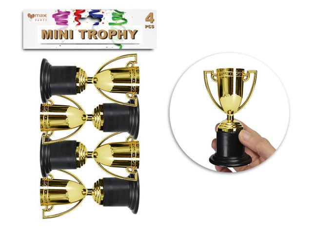 Mini Trophy set (96 pcs) featuring gold-finished trophies, ideal for celebrating achievements at events, schools, and parties.