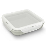 Set of 6 collapsible grey lunch boxes, 800ml capacity, BPA-free, microwave safe, with secure lids and compact storage.