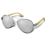 Set of 6 stylish Aviator sunglasses with silver mirror lens, bamboo arms, and UV 400 protection for trendy eye safety.