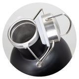Black stainless steel beer growler with secure lid, perfect for keeping drinks fresh on-the-go, presented in a sleek gift box.