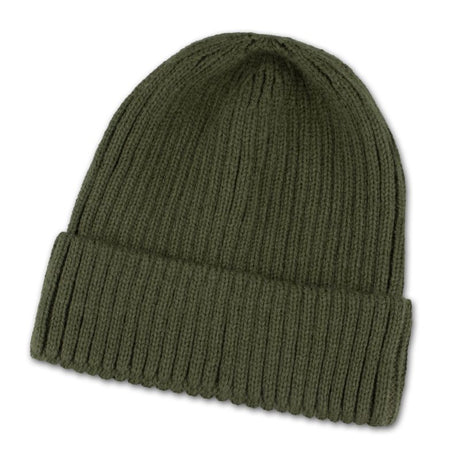 Cozy Denali Khaki knitted beanie in soft acrylic, designed for warmth and style, available in a pack of 6 units.