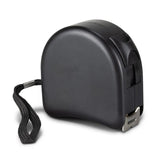 Black 8M measure tape set of 6 with durable casing, metal tape, inches/centimeters, belt clip, and wrist strap.
