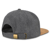 Six-unit set of stylish charcoal Anchor Flat Peak Caps, featuring durable felt, cork peak, and adjustable brass buckle.