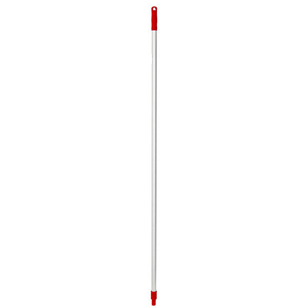 Ergonomic red mop handle designed for comfort and durability, compatible with various mop heads for efficient cleaning.